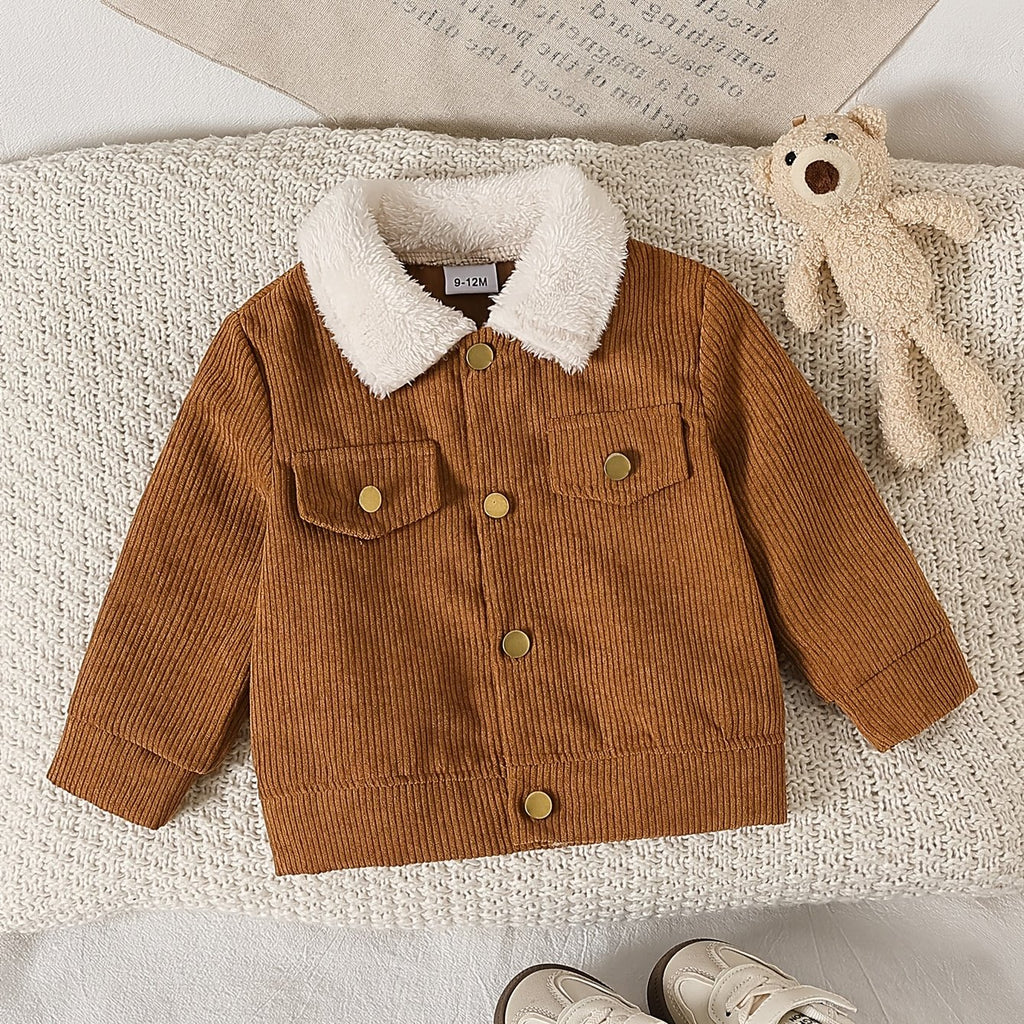 Veste en velours côtelé à rayures verticales marron café vintage pour — Monptitlou