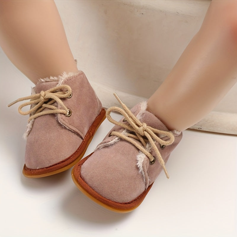 Chaussures d'Hiver pour Enfants 0-18 Mois Semelle Souple Doublure Polaire Style Coréen Chaussons de Marche Bébé 0-1 An 2