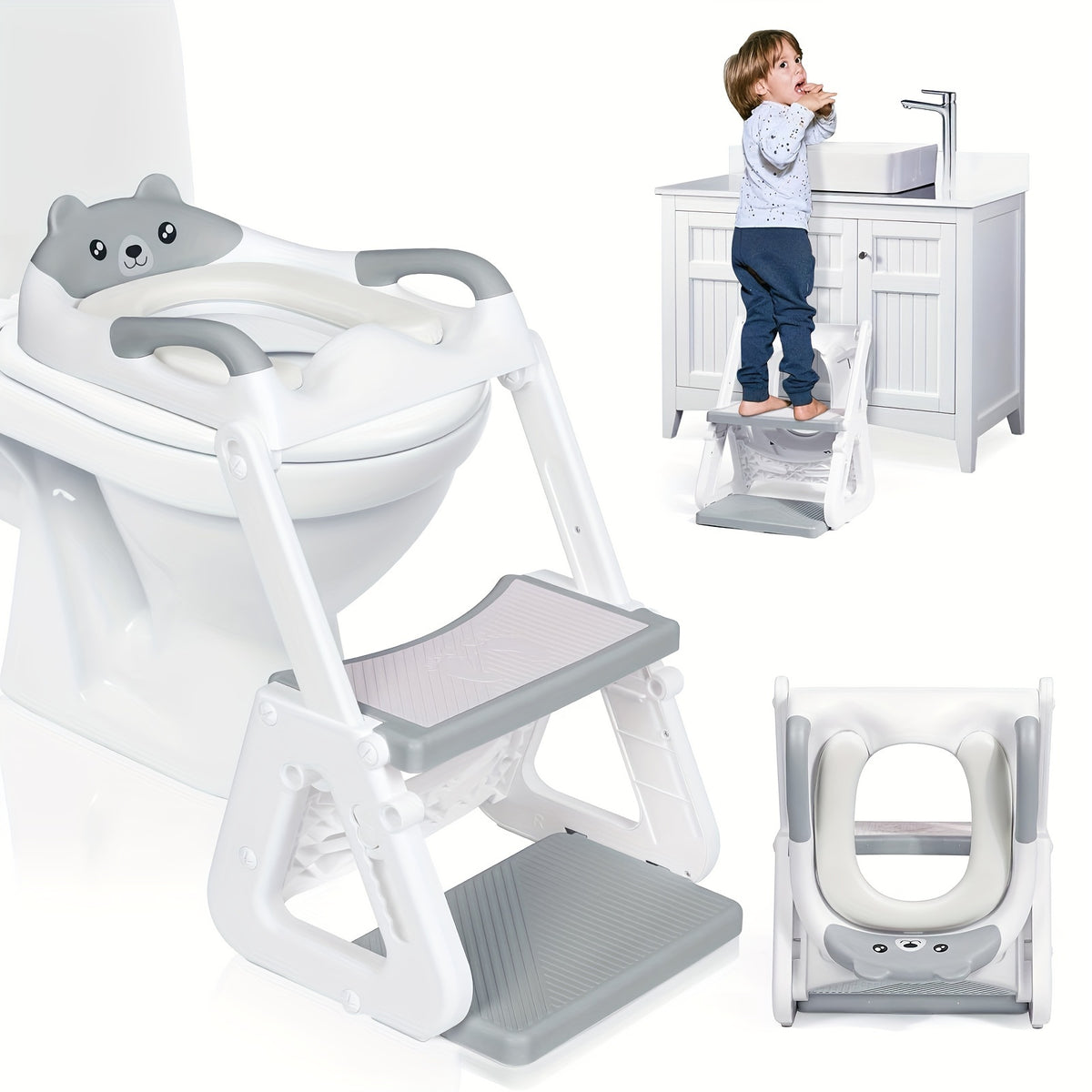 Siège de toilette double usage avec marchepied conçu pour les — Monptitlou Image