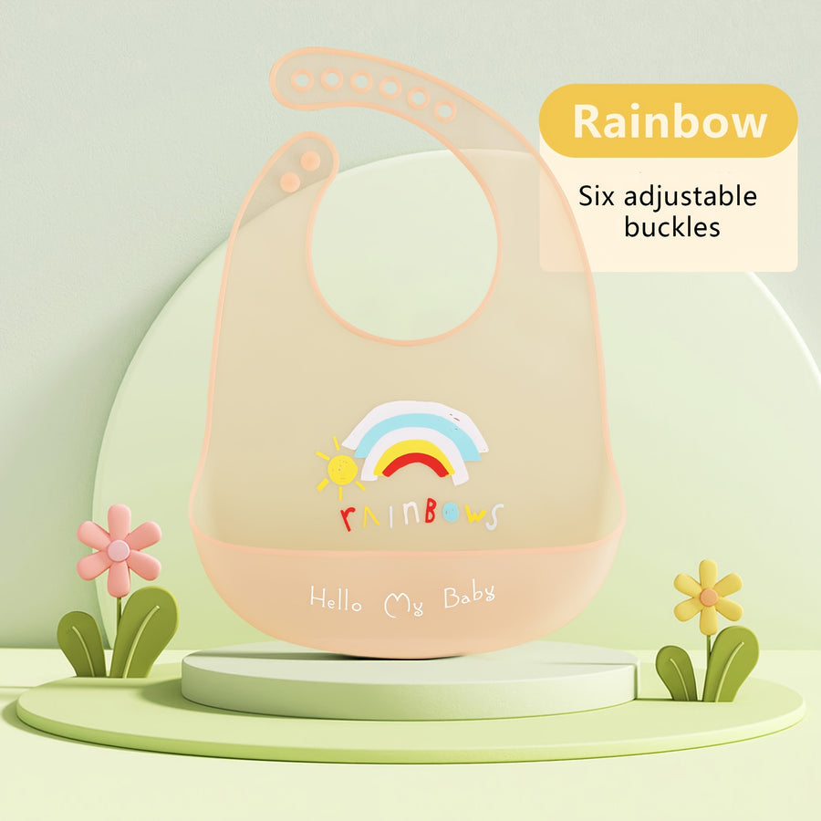 1 bavoir mignon en silicone pour bébé avec bande de cou réglable — Monptitlou