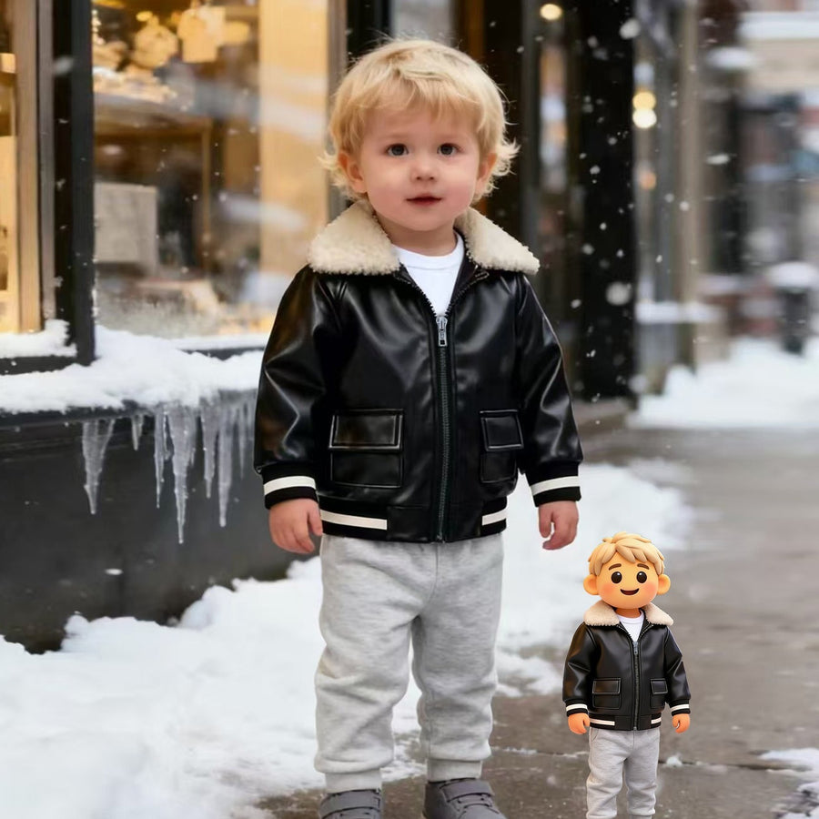 Veste pour bébé garçon, coupe-vent et chaude, col en polaire — Monptitlou