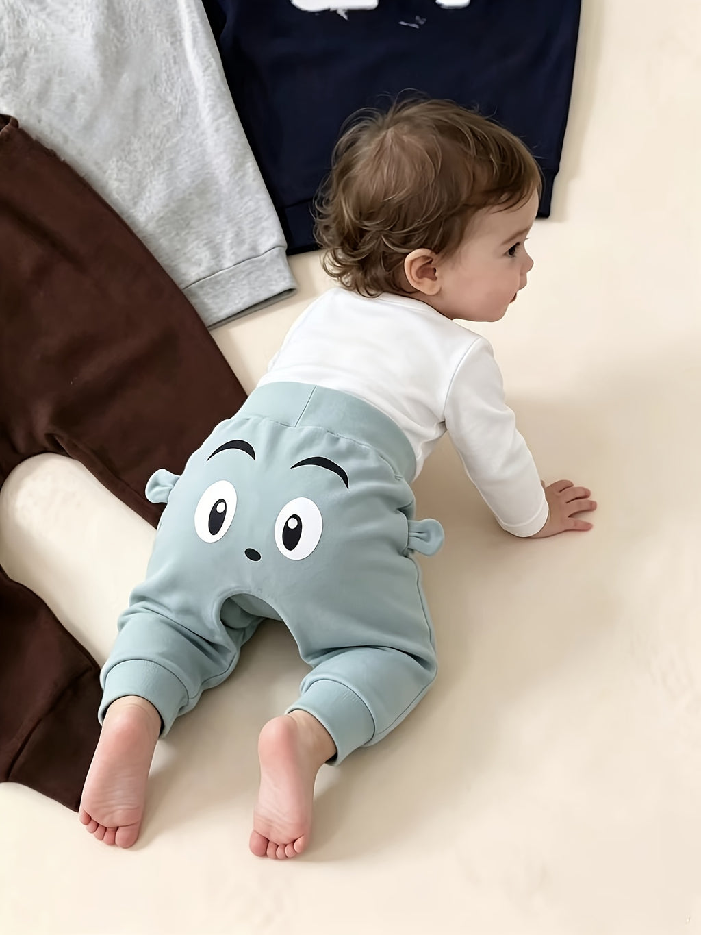 Pantalons harem en tricot doux pour bébé, taille haute — Monptitlou