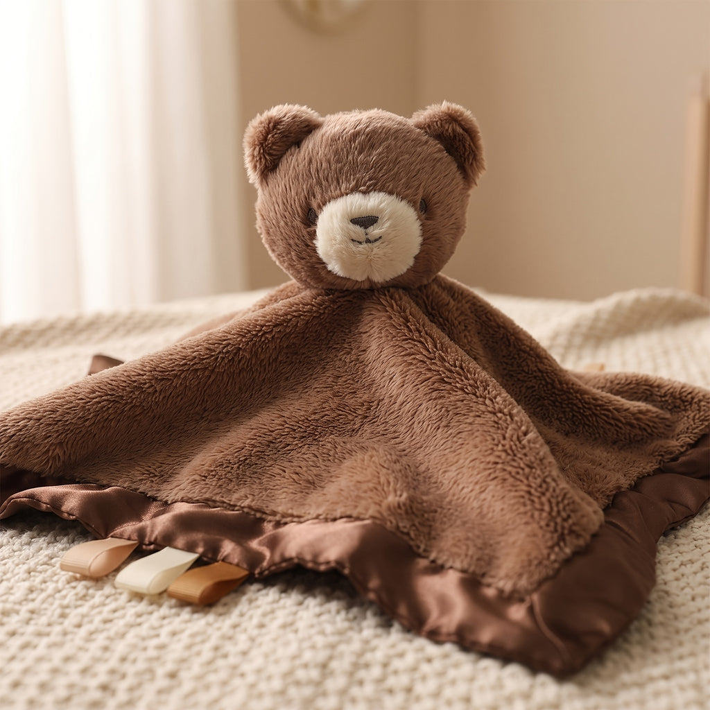 Adorable jouet apaisant pour bébé ours brun — Monptitlou