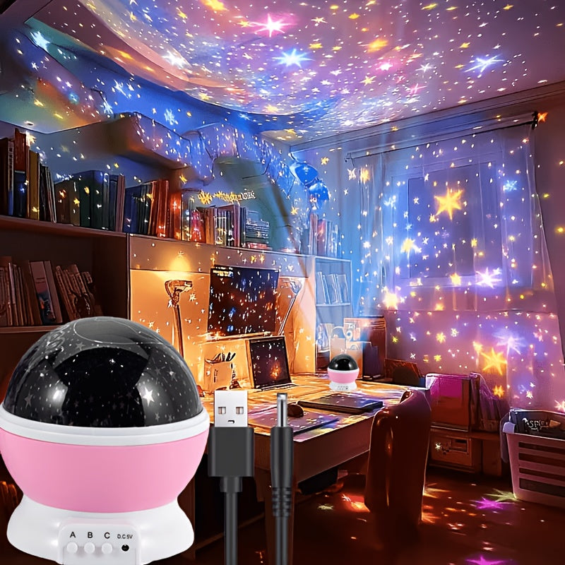 Lampe d'ambiance projection étoiles et lune, multi-couleurs rotative — Monptitlou Image