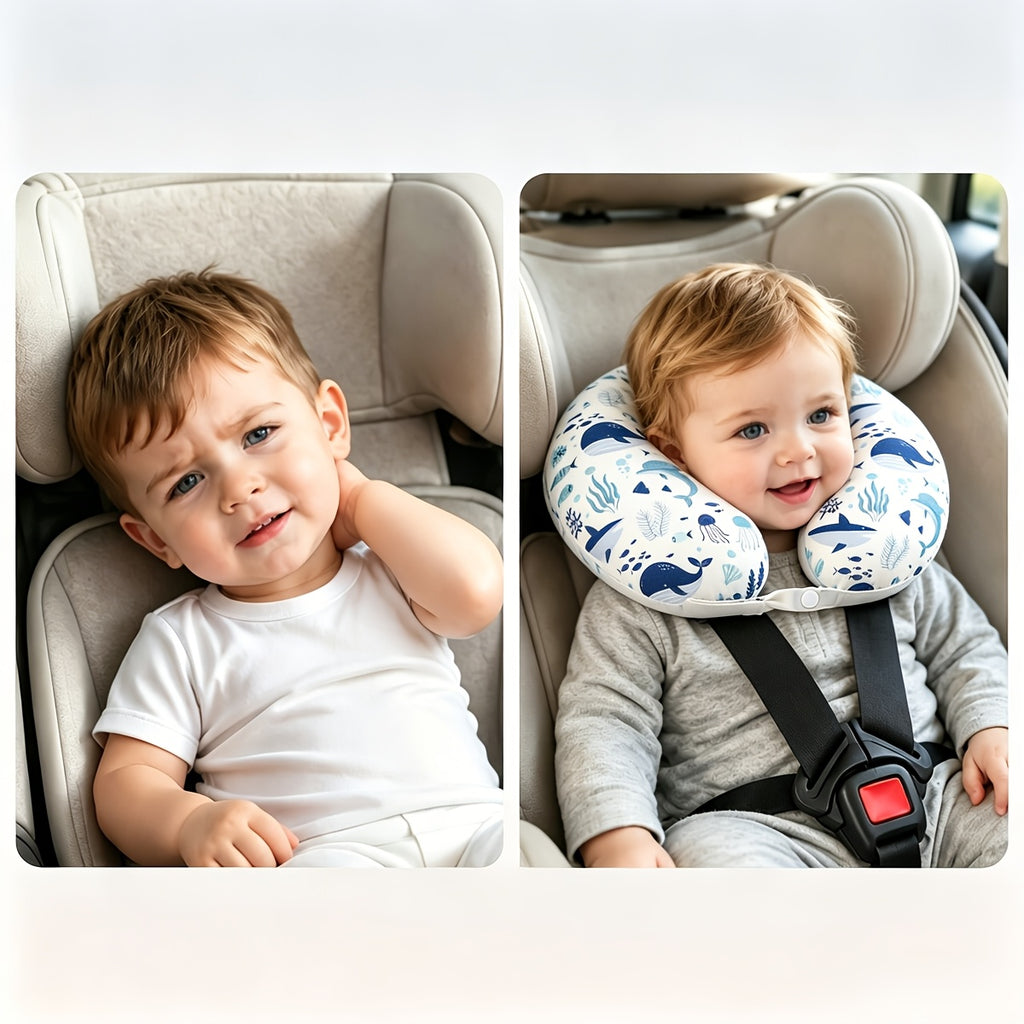 Oreiller de voyage pour bébé, conception en forme de U pour le soutien — Monptitlou