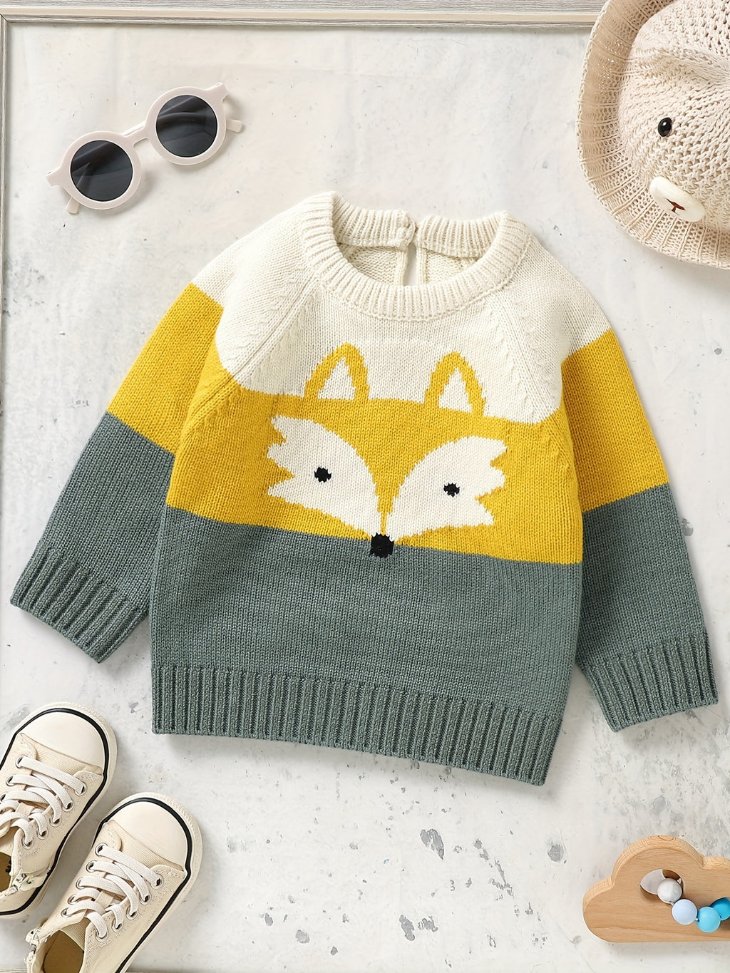 Pull en maille DovFanny & Renard de dessin animé — Monptitlou