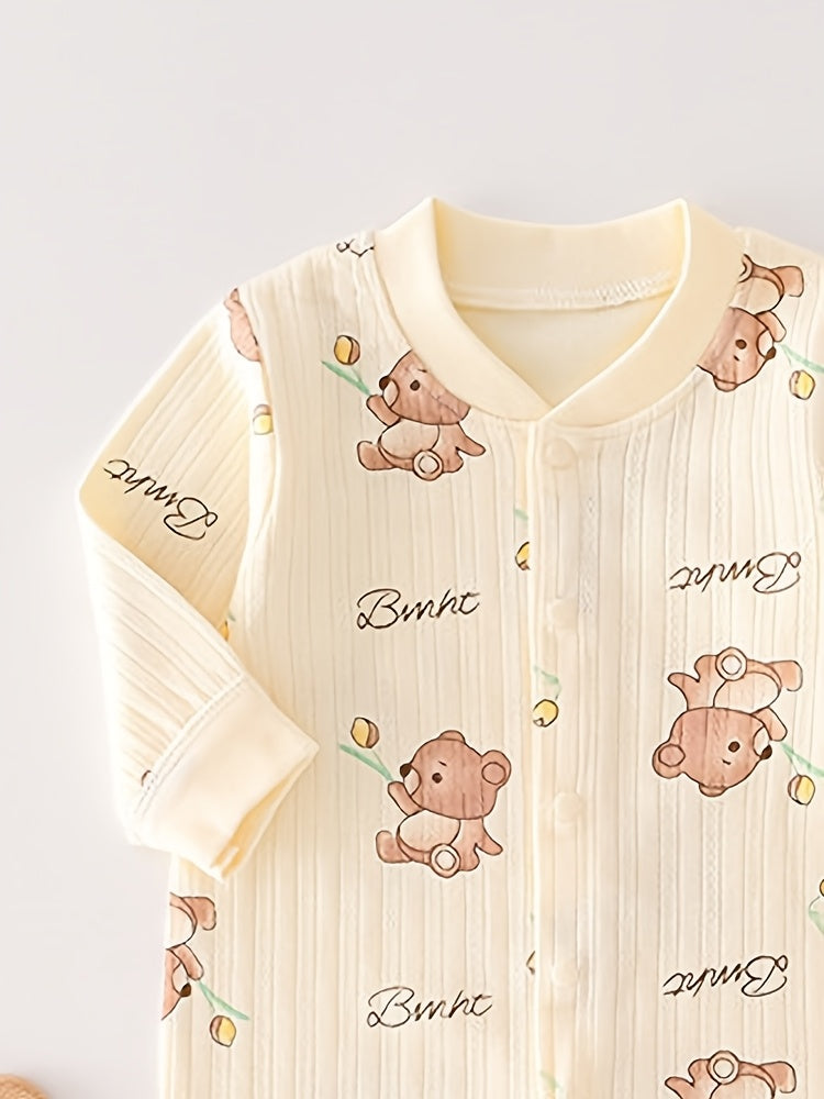 Combinaison bébé ours en peluche fleurie — Monptitlou