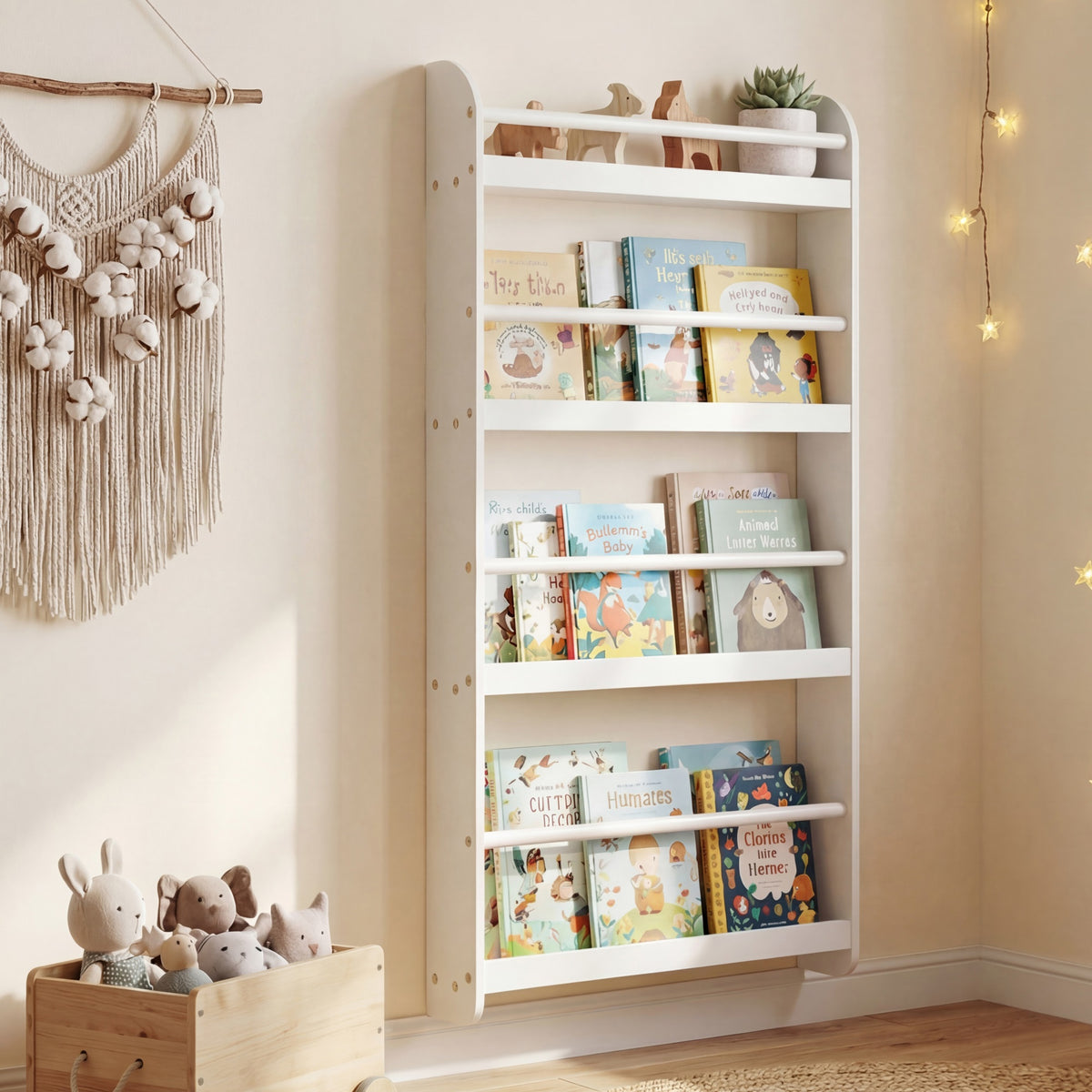 Bibliothèque pour enfants, étagère murale à 4 niveaux pour jouets et — Monptitlou Image