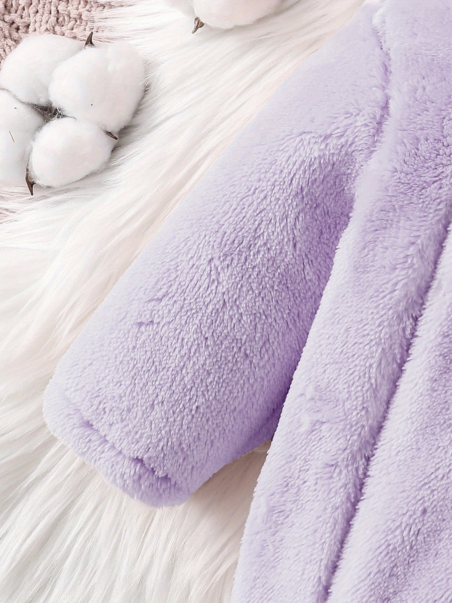 Combinaison bébé fille en peluche violette pour automne hiver — Monptitlou