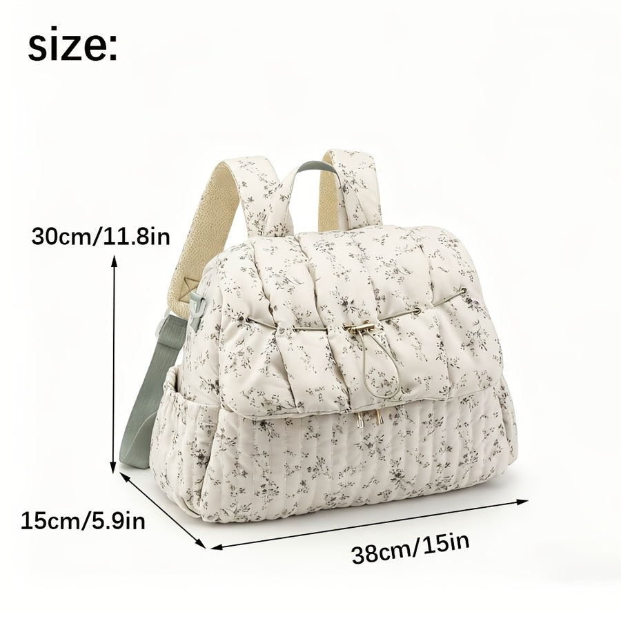 1 Sac à Langer Matelassé Floral avec Bretelle Longue Réglable — Monptitlou