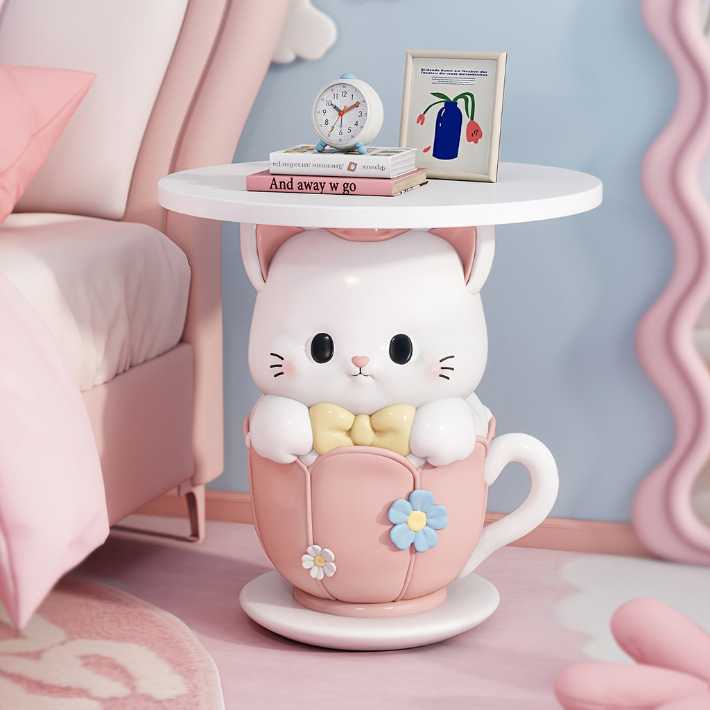 Table d'appoint en résine forme tasse à thé motif chaton mignon dessin — Monptitlou
