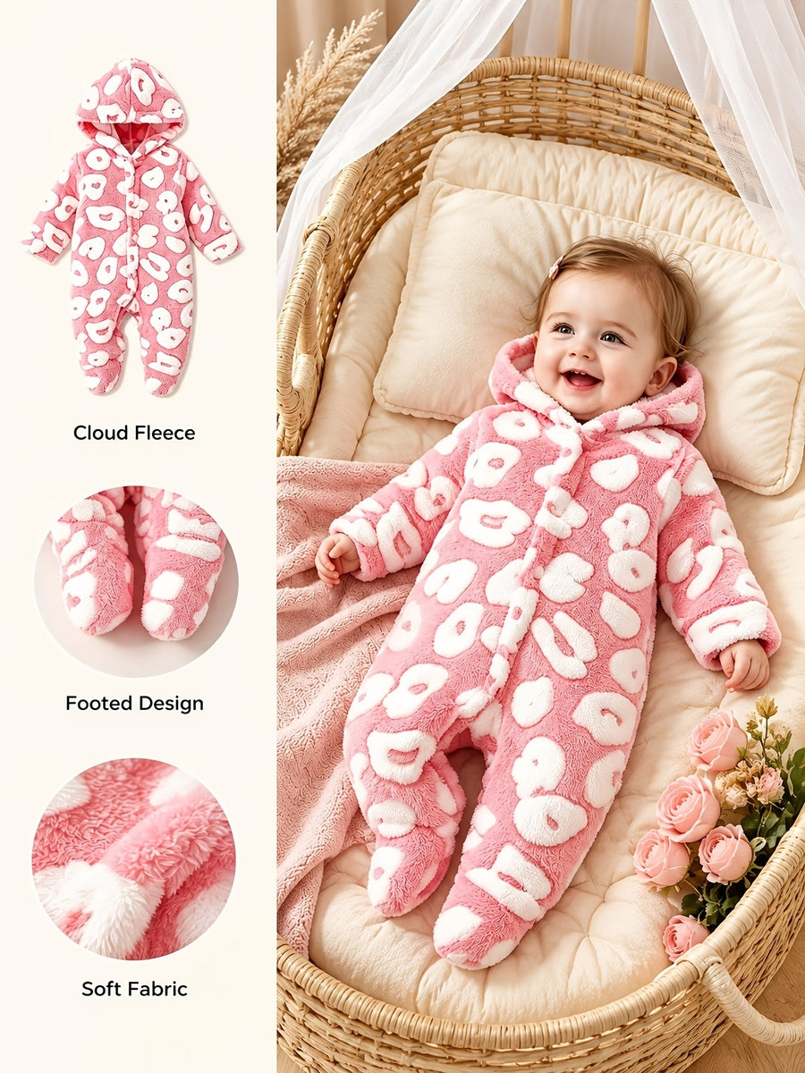 Barboteuse à capuche mignonne pour fille, épaissie et en peluche — Monptitlou