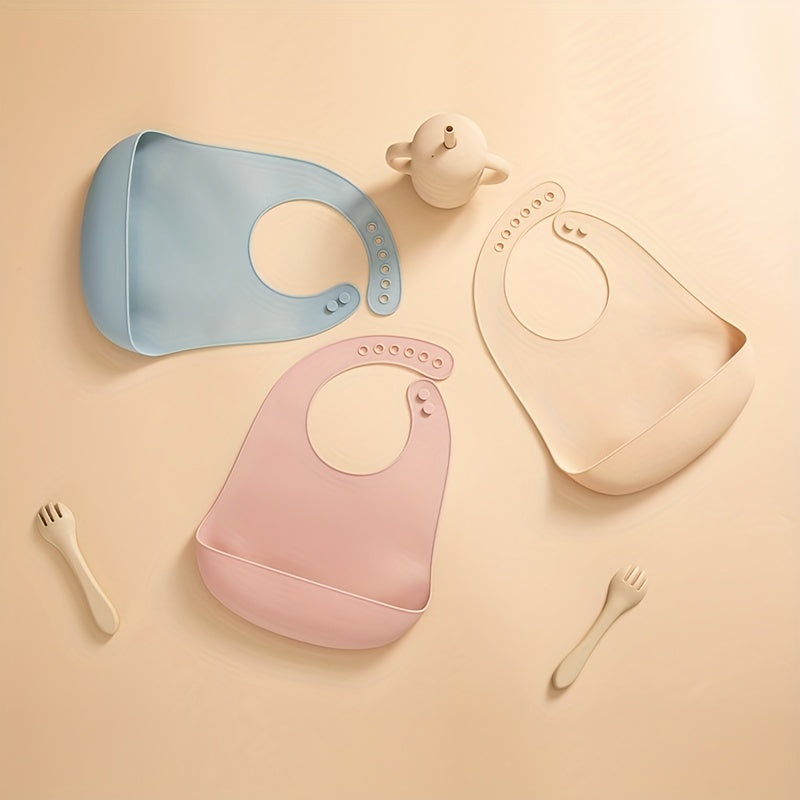 1 bavoir en silicone pour bébé, bavoir uni pour nourrisson — Monptitlou