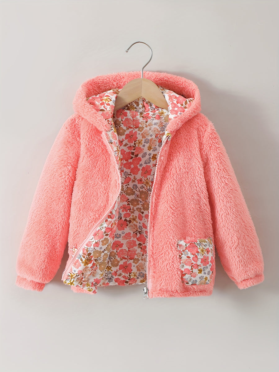 Veste cardigan zippée à capuche à manches longues réversible