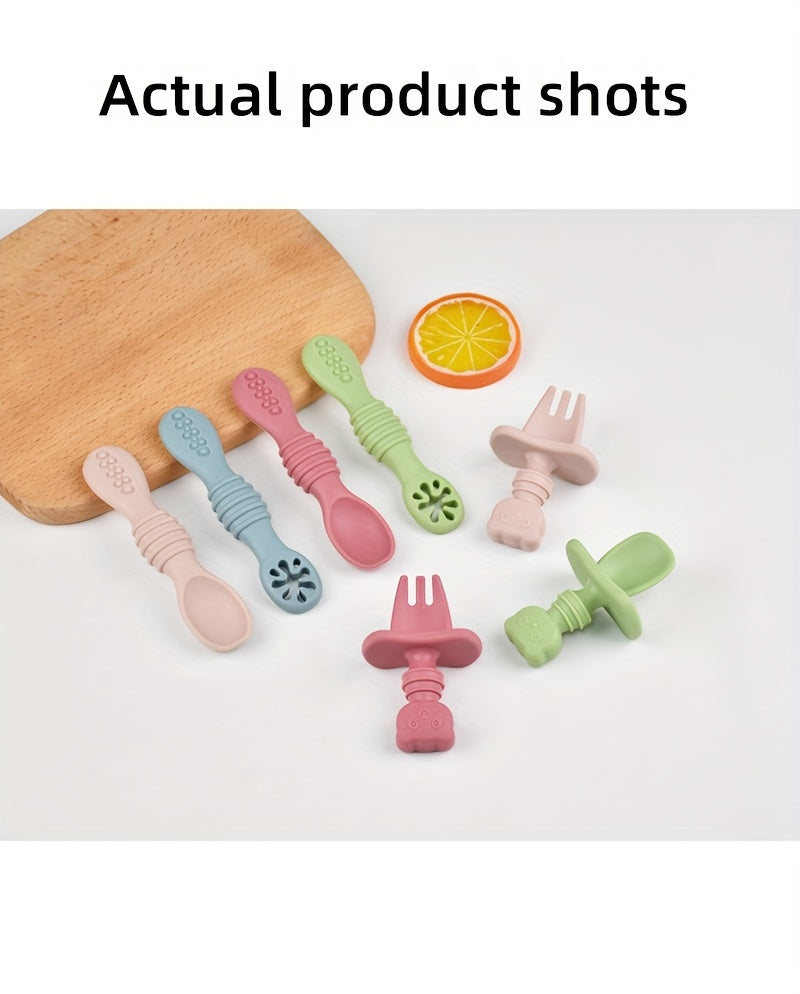 Cuillères et fourchettes en silicone pour bébé 0-3 ans — Monptitlou