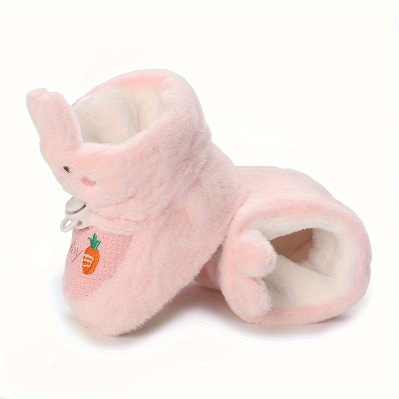 Chaussures d'hiver pour nouveau-nés 0-1 an, bottes chaudes doublées peluche avec motifs mignons, semelles souples, chaus