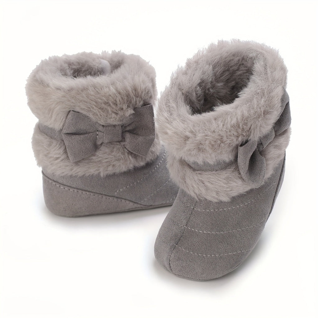 Bottes bébé chaudes hiver polyvalentes mode, avec nœud, 0-1 an, intérieur extérieur confortables