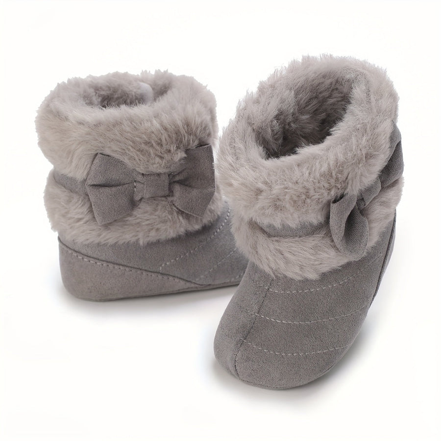 Bottes bébé chaudes hiver polyvalentes mode, avec nœud, 0-1 an, intérieur extérieur confortables