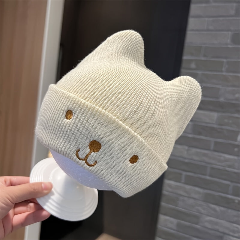 Bonnet en Coton Tricoté pour Tout-Petits avec Design Oreilles d'Ours — Monptitlou