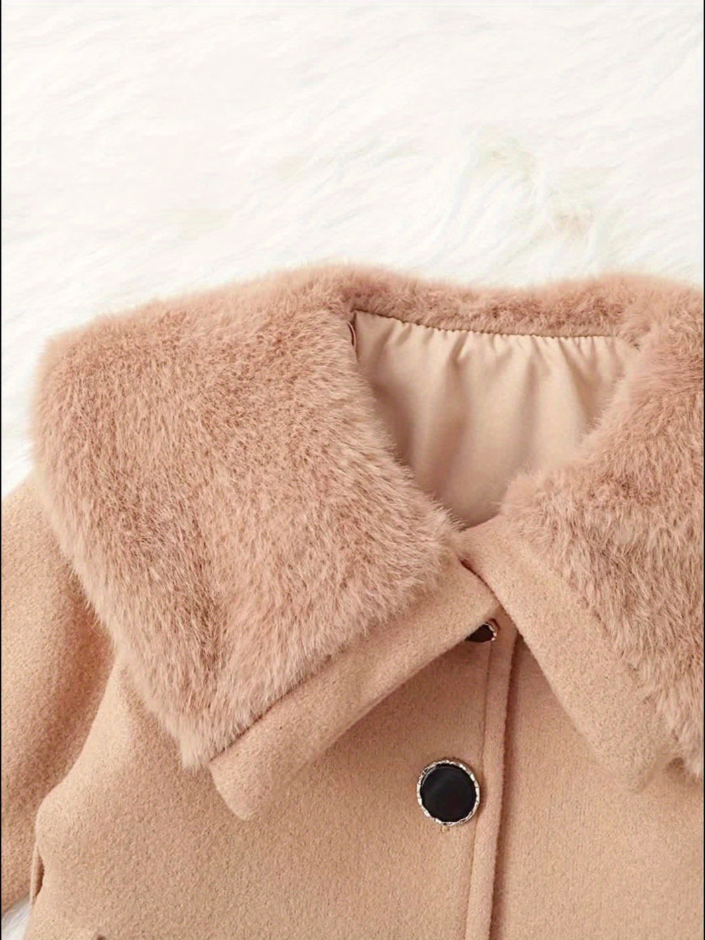 Veste princesse pour filles, col plush marron clair grande taille — Monptitlou