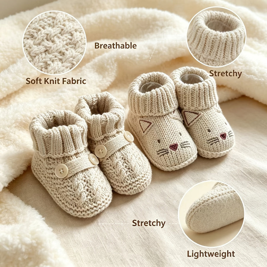 Paires de chaussures tricotées pour nourrisson à motif d'animaux — Monptitlou