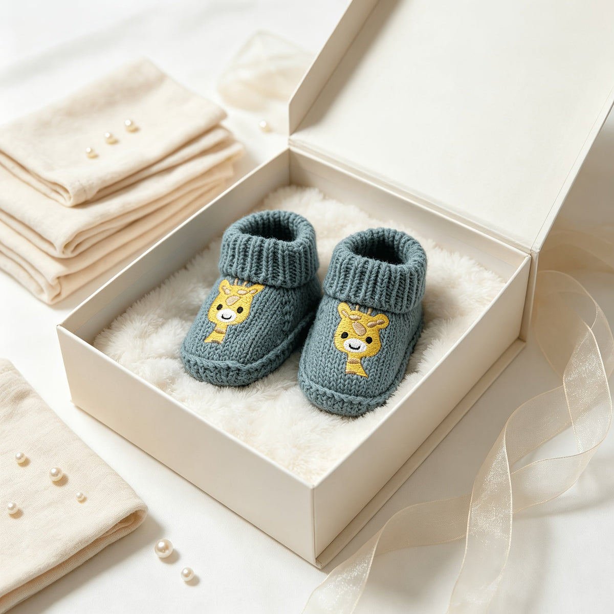 1 Paire de Chaussures Bébé Girafe Tricotées à la Main — Monptitlou Image