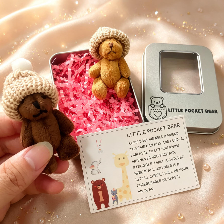 Mon Petit Ours Inquiet, 2 Nounours en Peluche et Carte de Vœux — Monptitlou