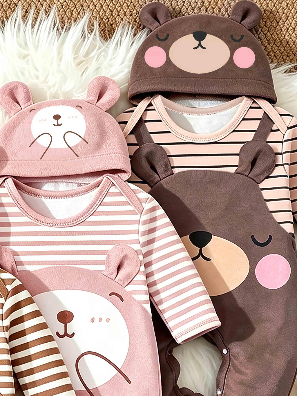 Grenouillère pour bébé ours en peluche mignon avec chaussons — Monptitlou