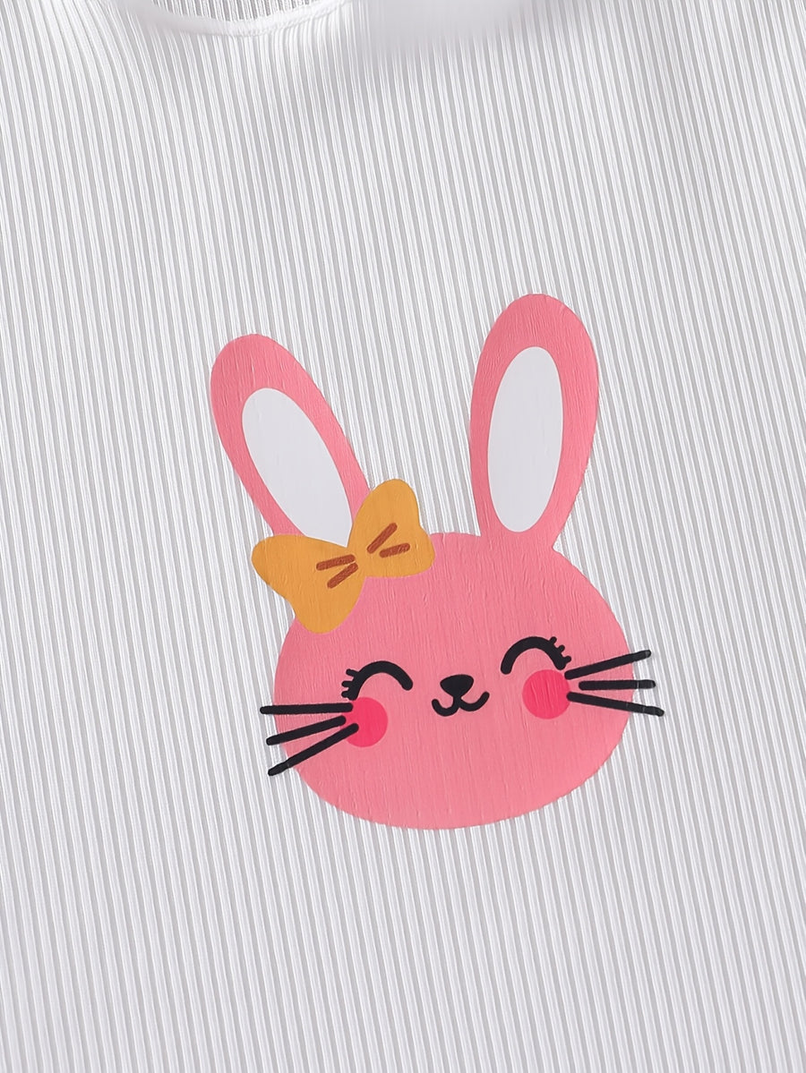 T-shirts manches courtes pour enfants, imprimé lapin et floral — Monptitlou