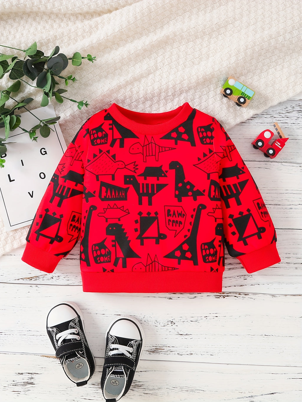 Pull à manches longues pour garçon, motif patchwork et imprimé cartoon — Monptitlou