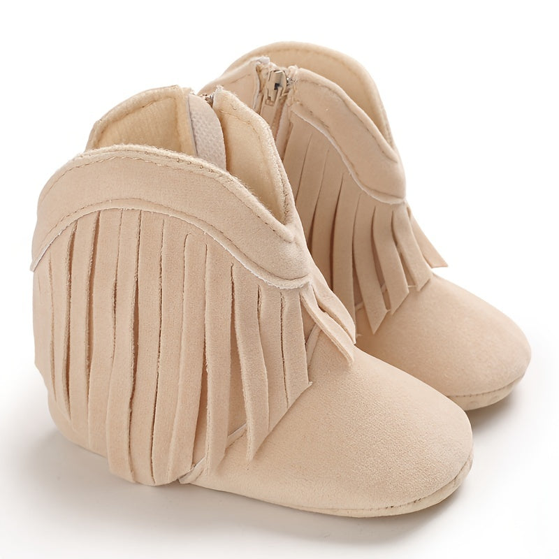 Baskets unisexes confortables pour enfants, à la mode, de couleur unie, avec pompons et fermeture éclair