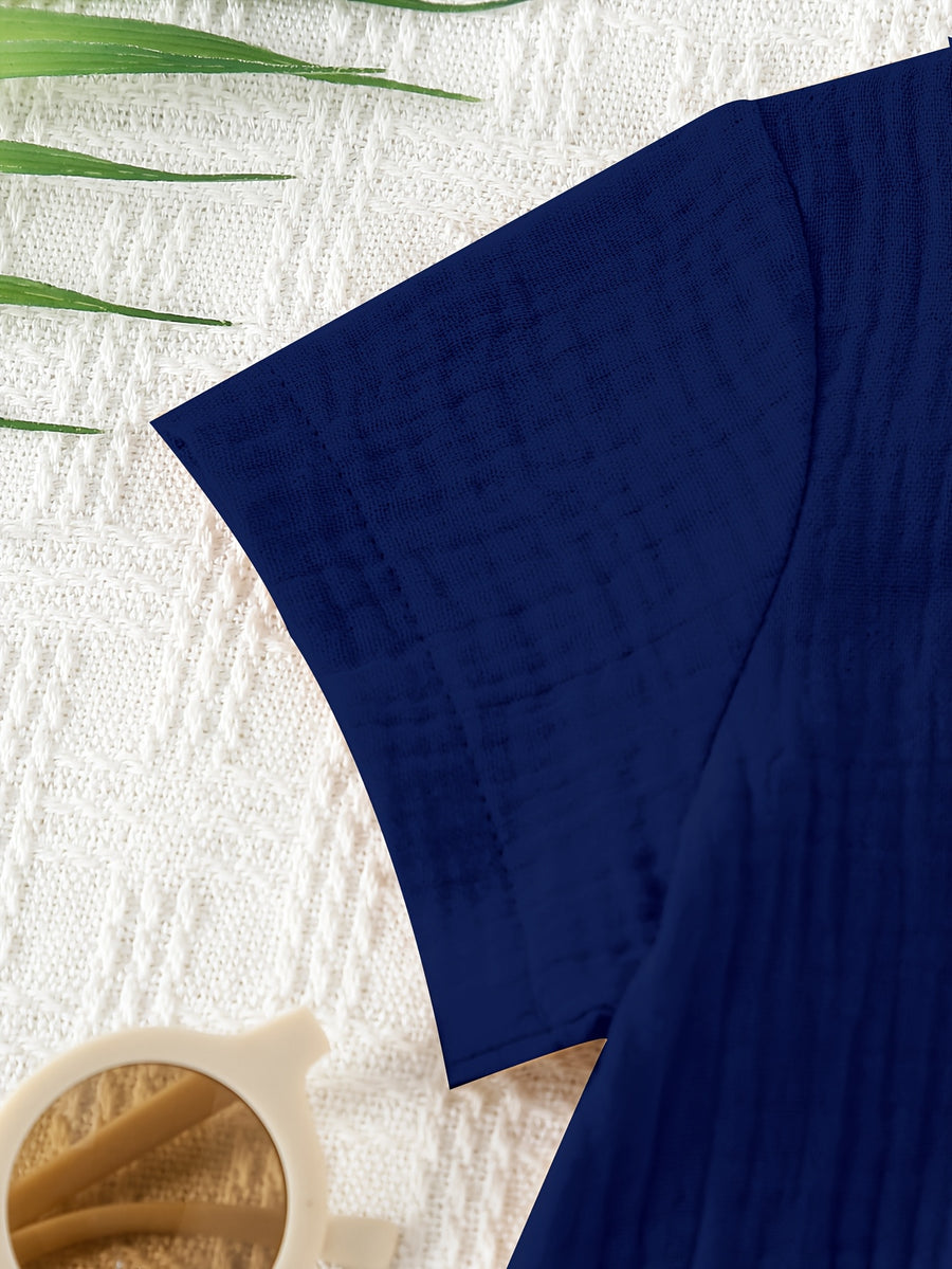 Ensemble 2 pièces pour garçon 0-3 ans : chemise à col droit manches
