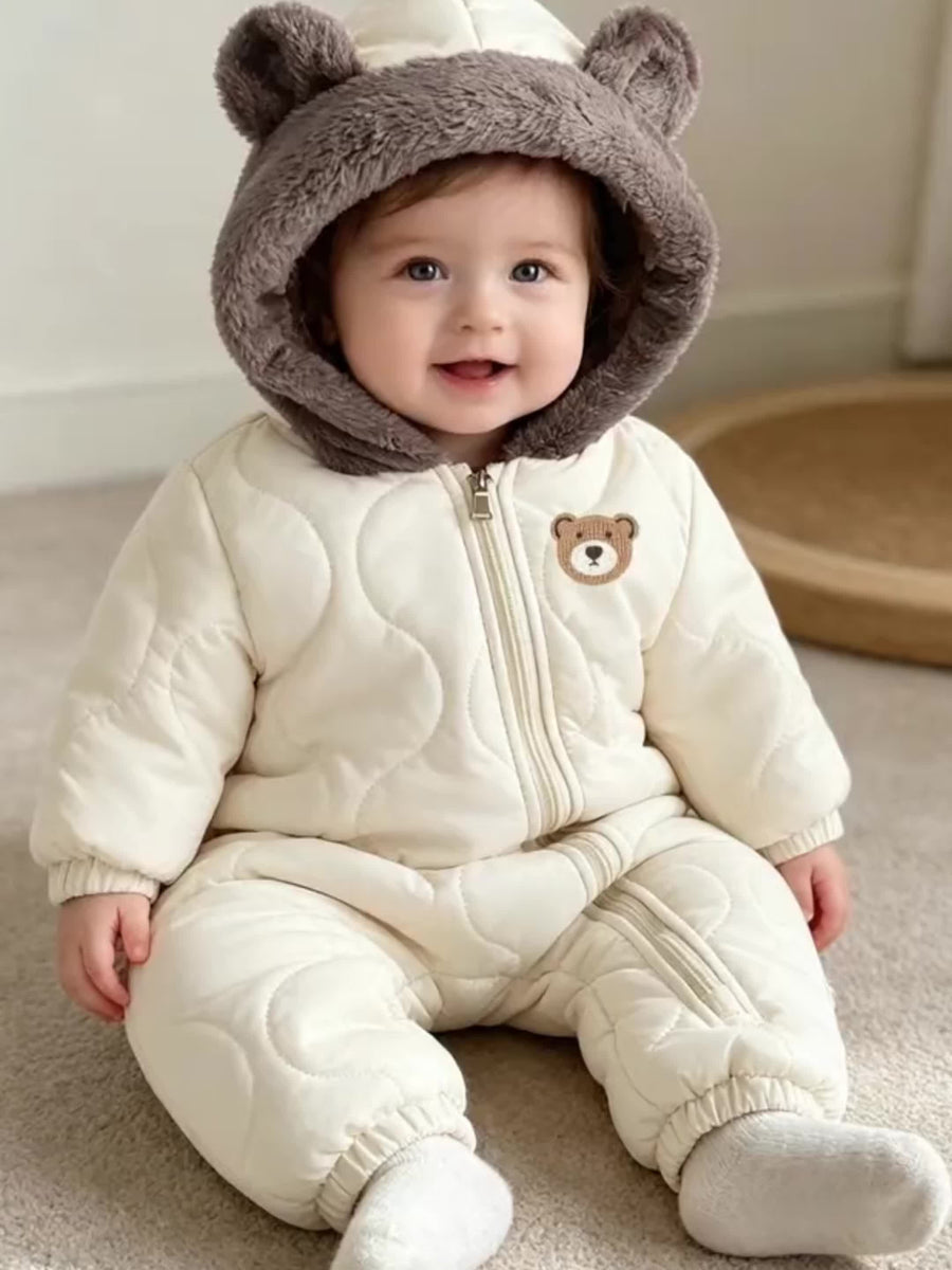 Combinaison bébé d'hiver à oreilles d'ours en relief