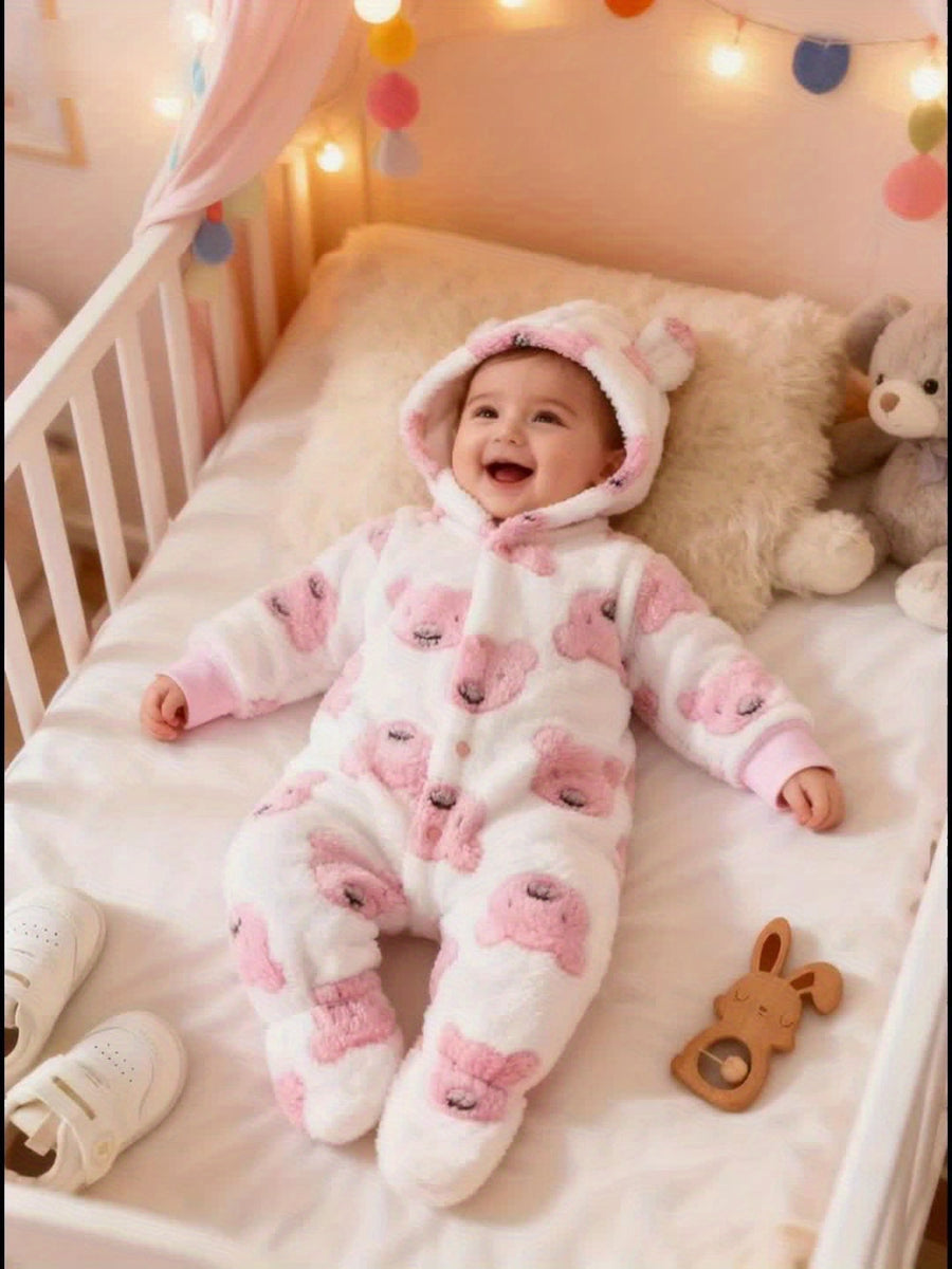 Combinaison polaire à capuche ourson pour bébé fille