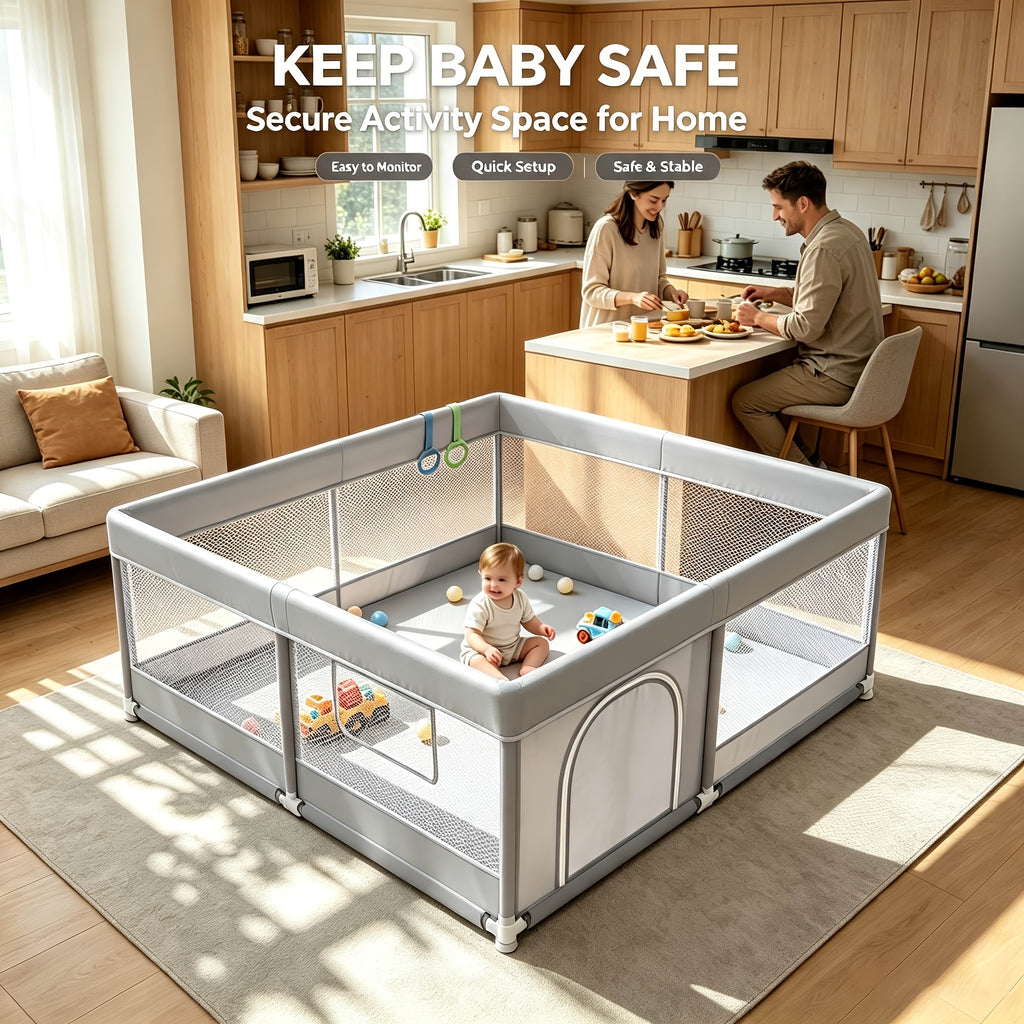 Parc pour bébé 127,0 x 127,0 cm, parcs de jeu pour bébés et tout-petits — Monptitlou