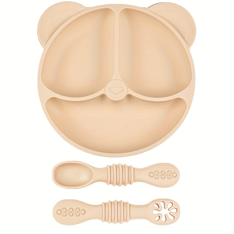 [Cadeau pour enfants] Assiette Divisée en Silicone (avec Ventouse) et 2 — Monptitlou