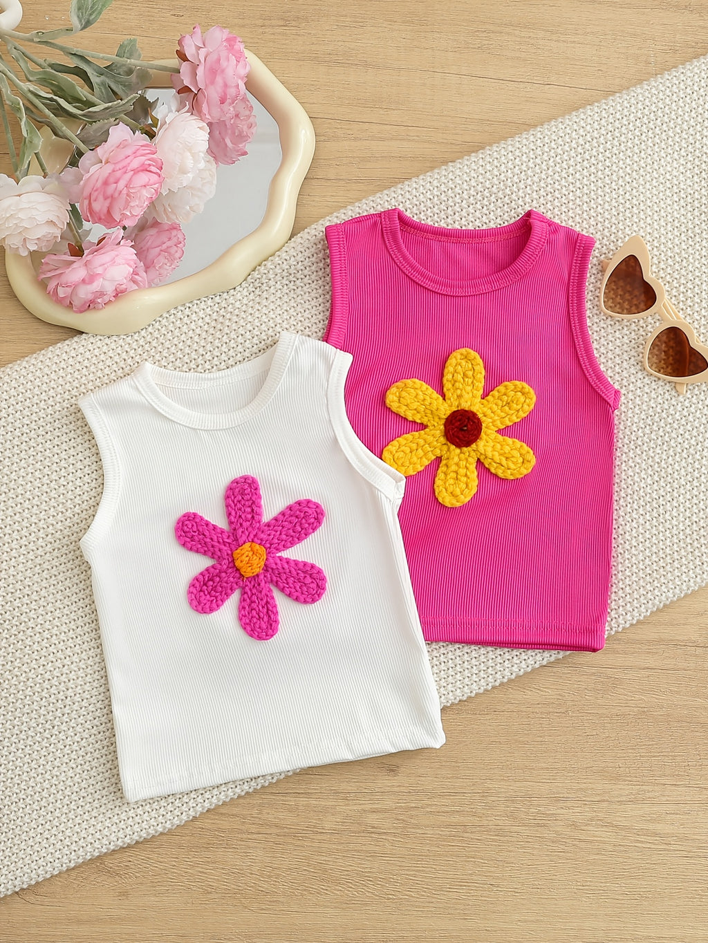 [Parfaits pour l'été] 2 Pièces Ensemble de Hauts Sans Manches Mignons à — Monptitlou