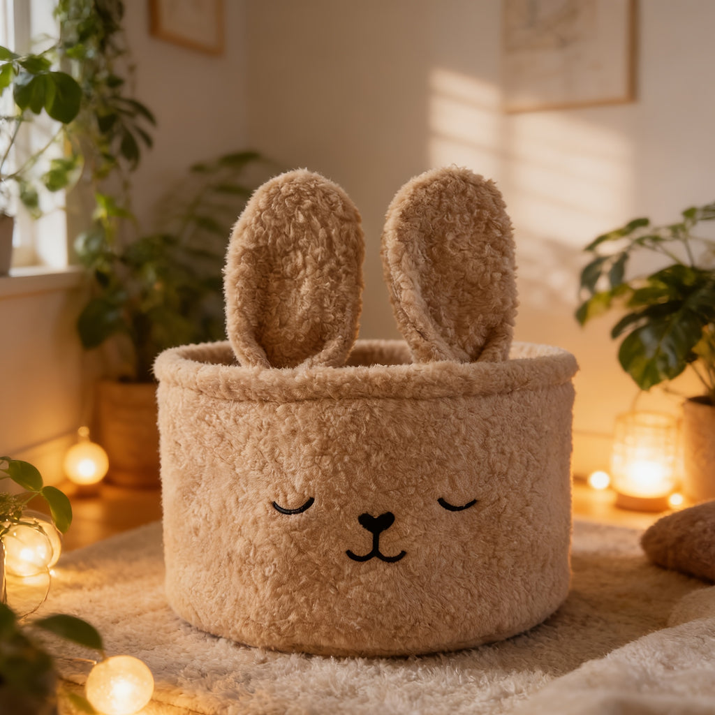 1 panier de rangement en polaire Teddy Lapin Mignon — Monptitlou