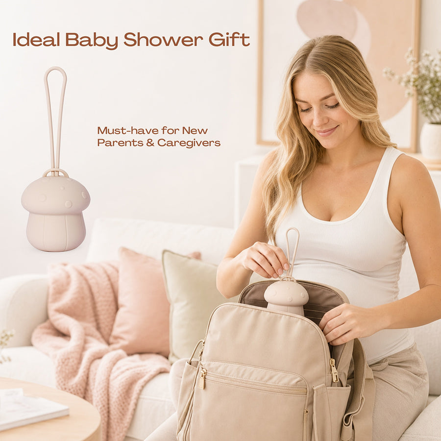 1pc Sac de Rangement Suspendu pour Poussette, Sac de Rangement pour Sucette en Silicone Champignon, Protecteur de Sucett
