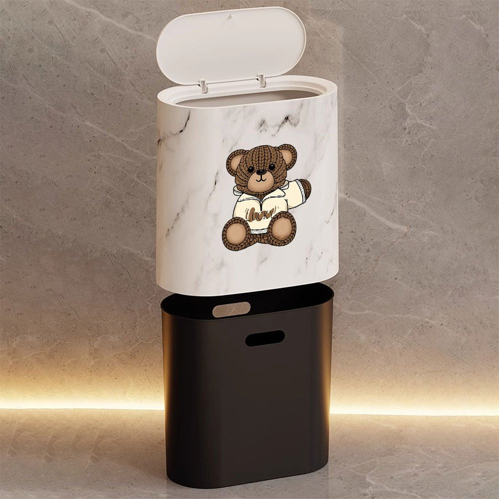 Poubelle à motif tacheté, couvercle à pression avec motif ours — Monptitlou