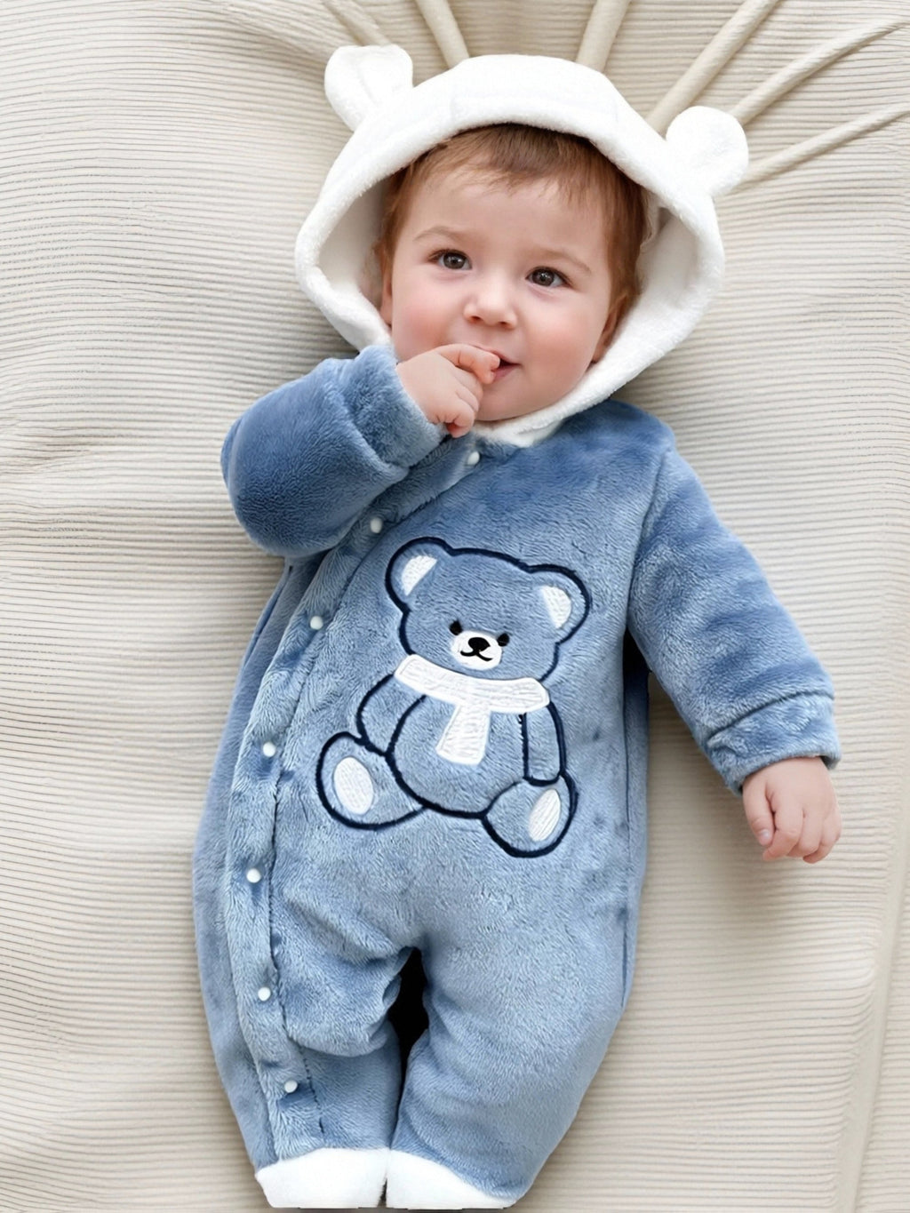 Vêtements pour tout-petits garçons, barboteuse pour bébé automne et hiver, épaisse et chaude, mignon écharpe, appliqué o