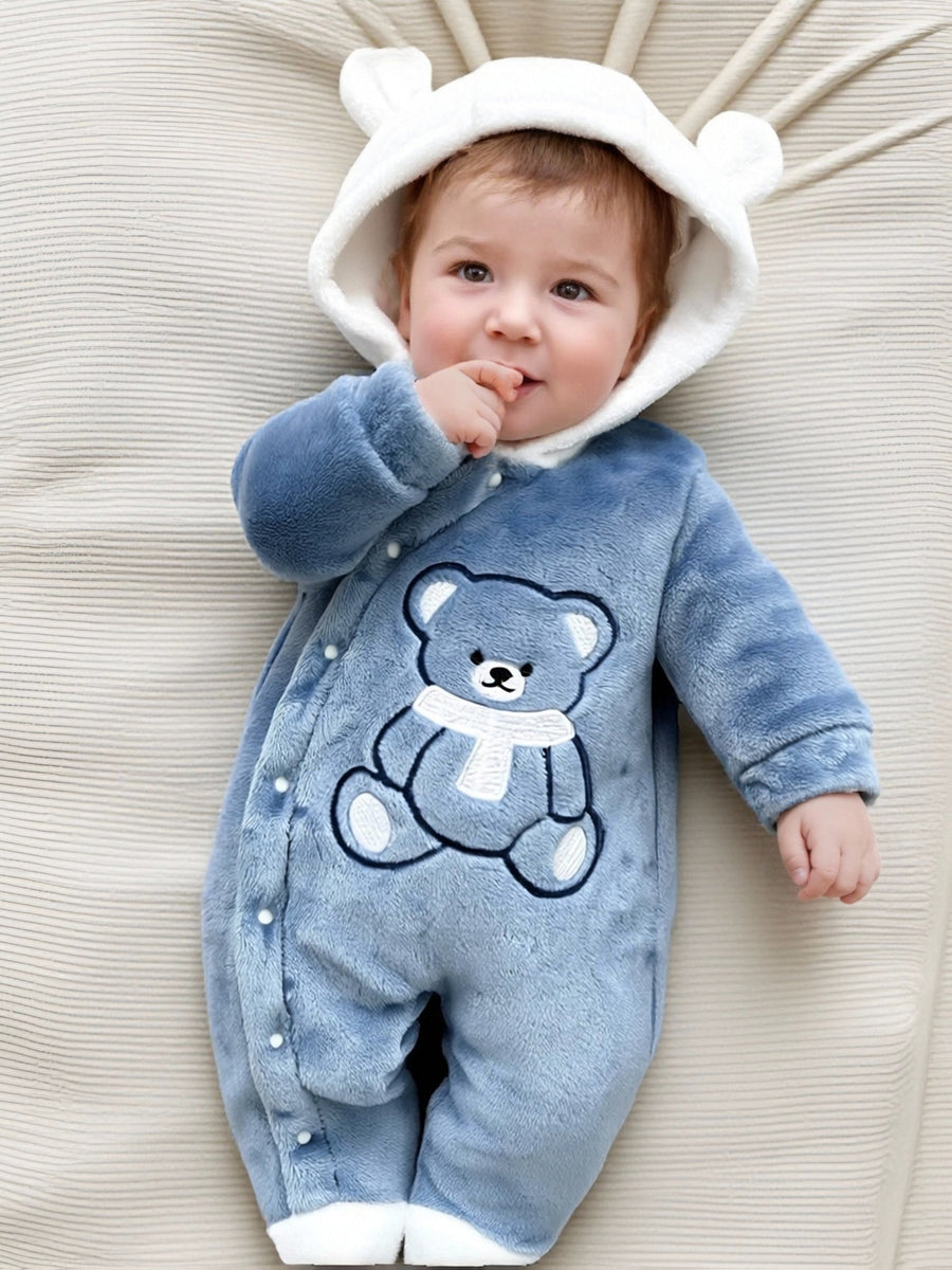 Vêtements pour tout-petits garçons, barboteuse pour bébé automne et hiver, épaisse et chaude, mignon écharpe, appliqué o