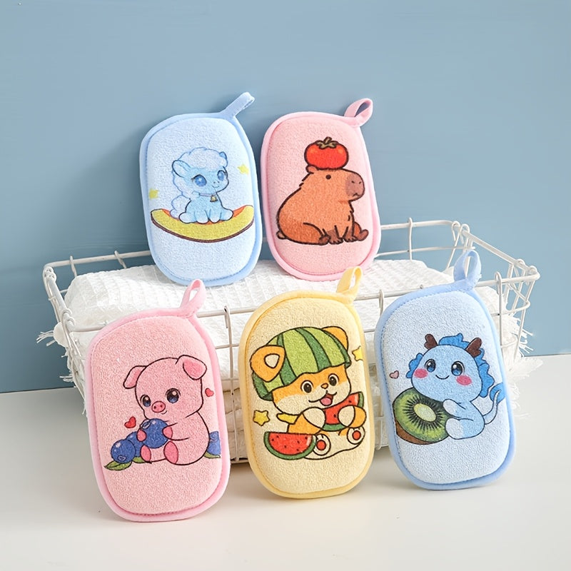 2 gants de bain à motifs d'animaux de dessins animés — Monptitlou