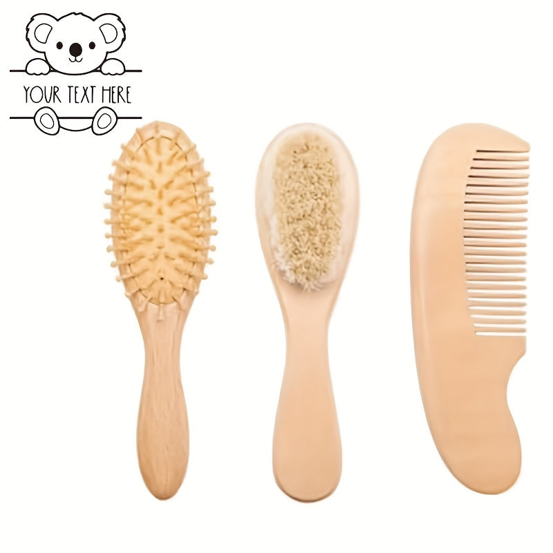 1 Set de brosse à cheveux et peigne en bois de hêtre personnalisé avec — Monptitlou Image