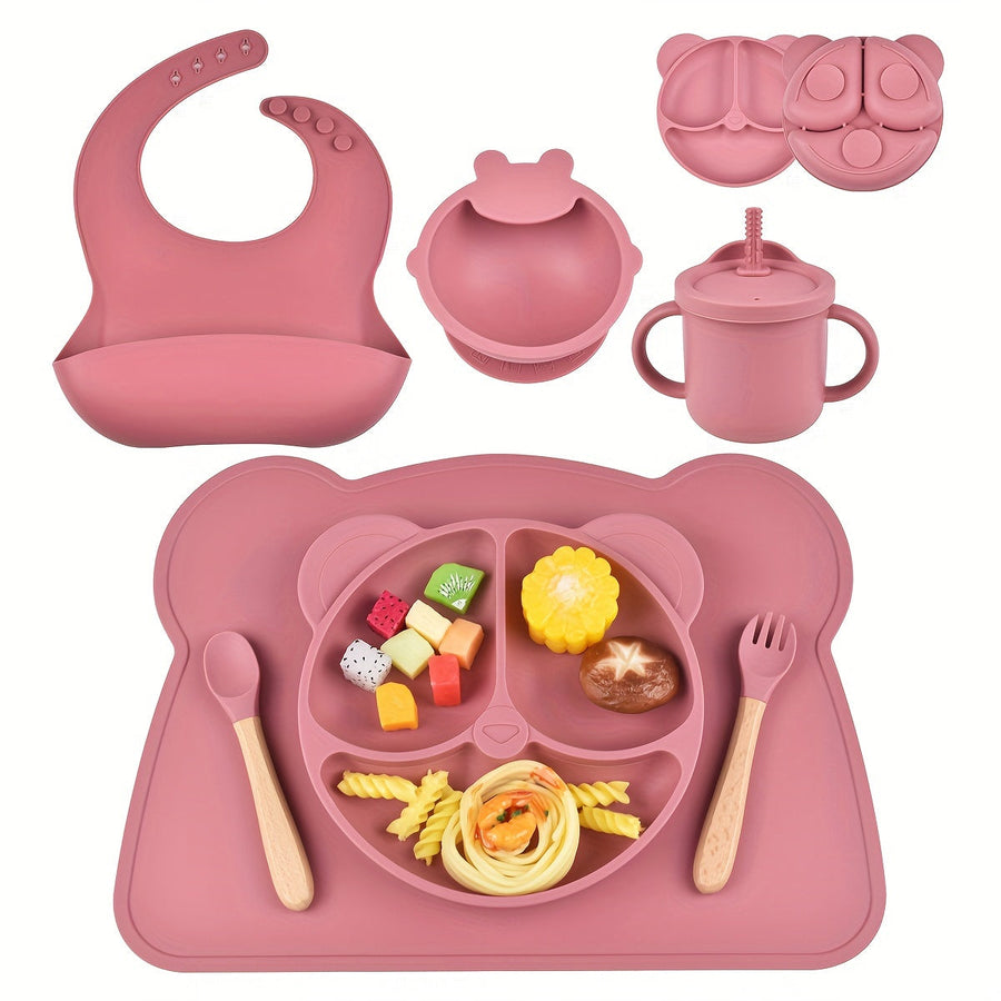 Couverts pour bébé en silicone, couleurs assorties, design cartoon — Monptitlou