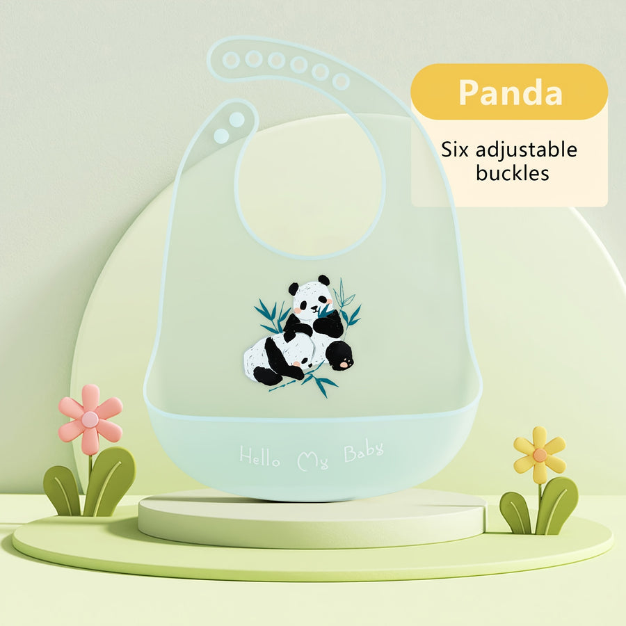 1 bavoir mignon en silicone pour bébé avec bande de cou réglable — Monptitlou