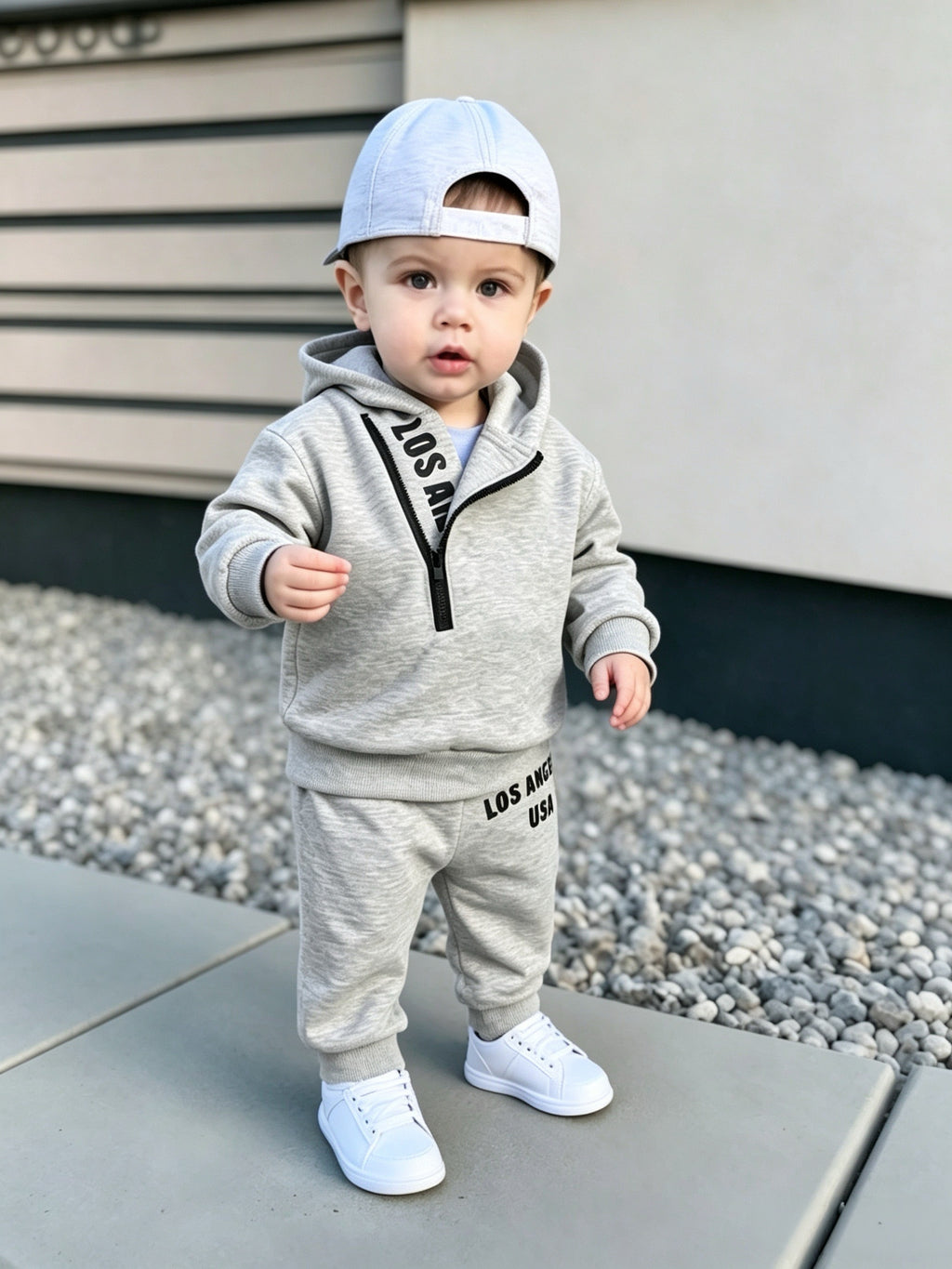 Ensemble sweat à capuche imprimé lettres pour petit garçon — Monptitlou