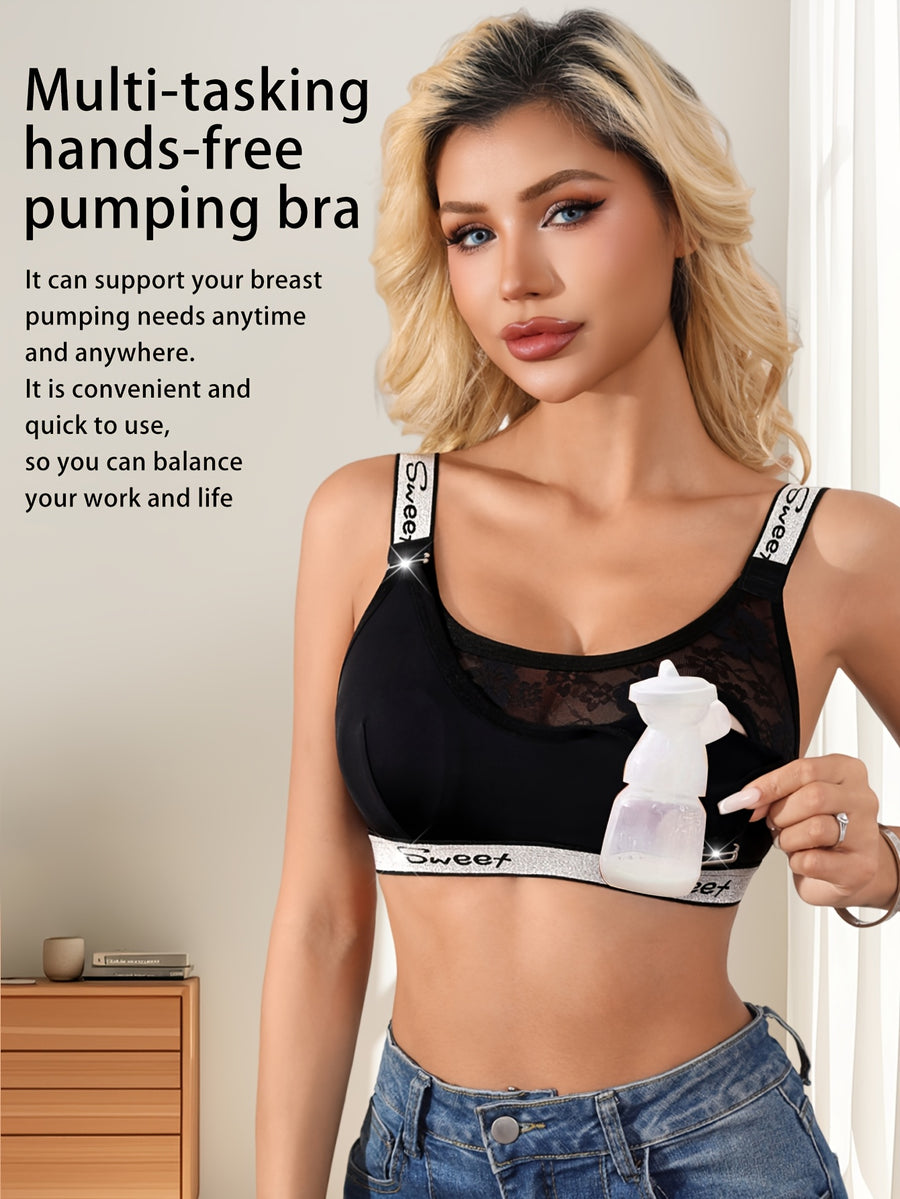 Nouveau soutien-gorge d'allaitement pour femme avec bordure en filet — Monptitlou