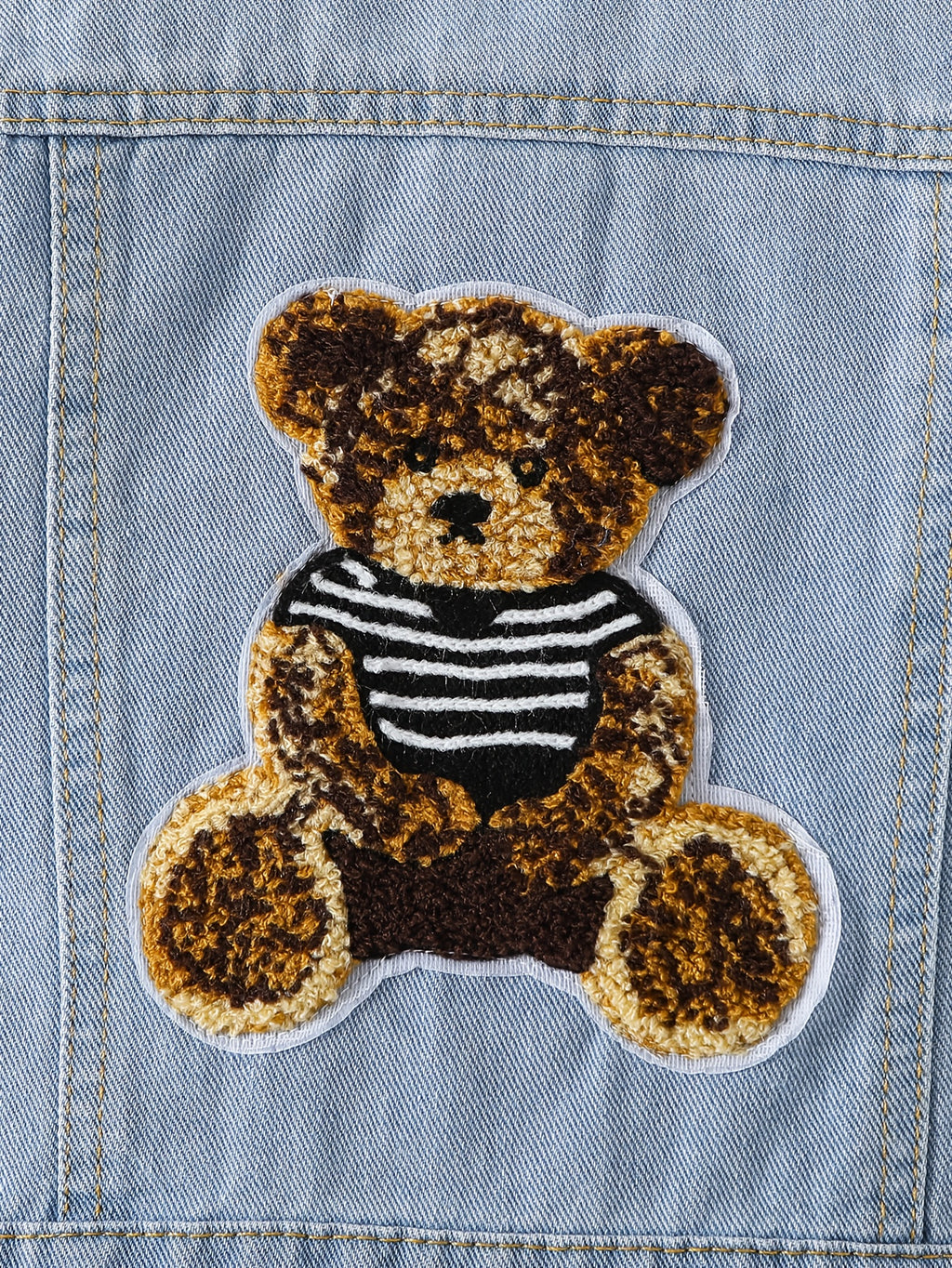 Veste en jean délavé bleu clair motif petit ours garçon, photo 23