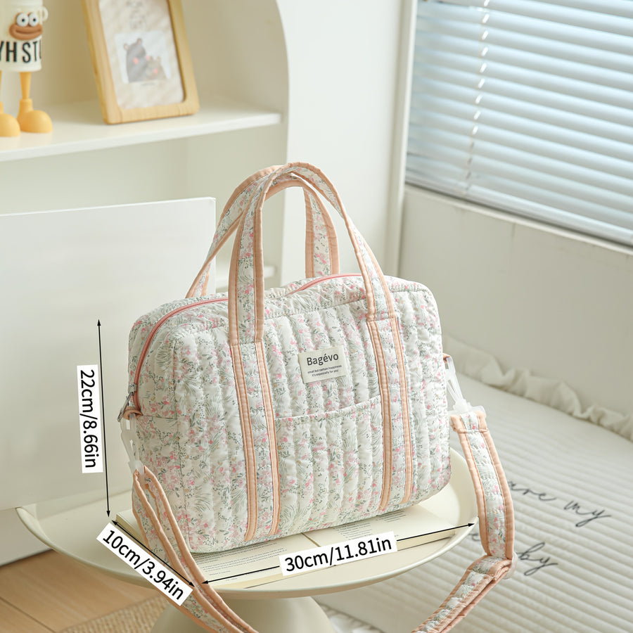 Sac fourre-tout mignon pour maman, motif floral et matelassé — Monptitlou